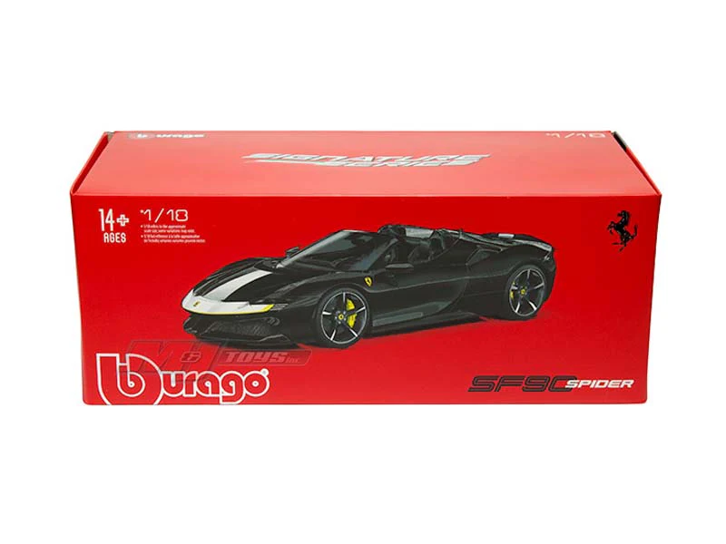Ferrari SF90 Spider Assetto Fiorano Black (Signature Series) Diecast 1:18 Scale Model - Bburago 16910BK - Image 2