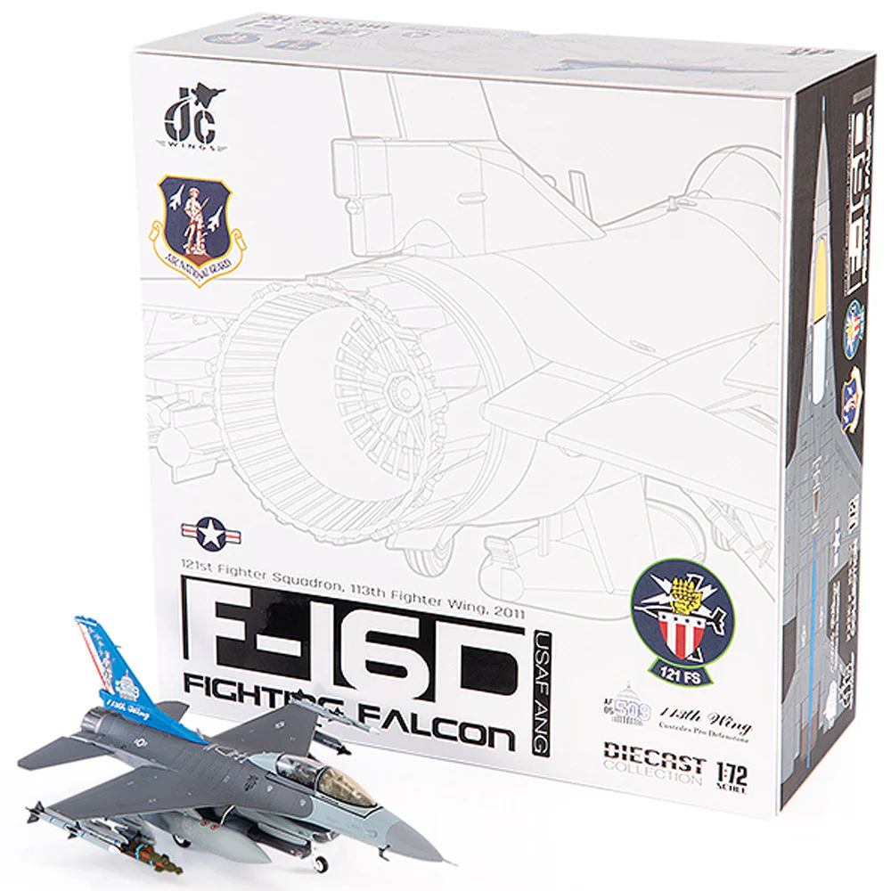 General Dynamics F-16D Fighting Falcon USAF ANG 121st Fighter Squadron 113th Fighter Wing Diecast 1:72 Scale Model - JC Wings JCW-72-F16-016 - Image 7