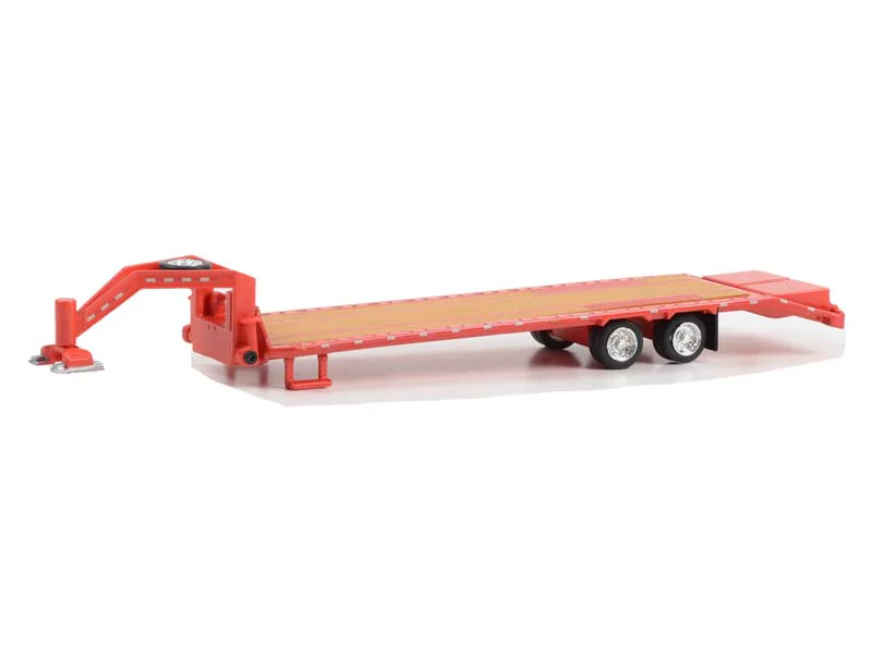 GREEN CHROME CHASE Gooseneck Trailer - Red w/ Red and White Conspicuity Stripes Diecast 1:64 Scale Model - Greenlight 30467 - Image 2