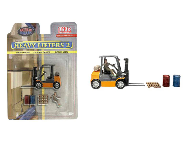 Heavy Lifters Forklift Set II Figures Diecast 1:64 Scale Model - American Diorama AD2434