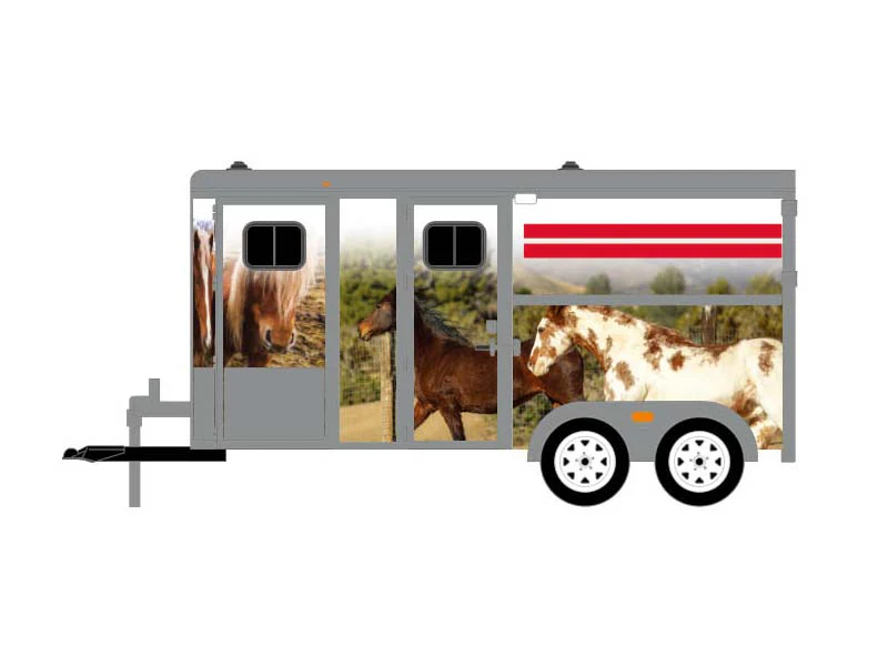 Horse Trailer - Custom Horse Wrap (Down on the Farm Series 11) Diecast 1:64 Scale Model - Greenlight 48110F - Image 7