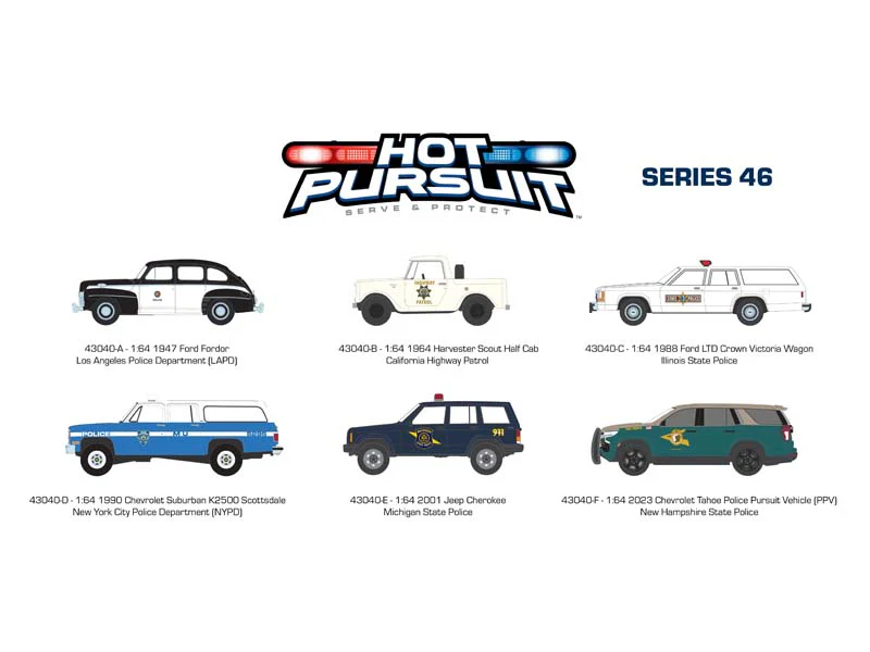 (Hot Pursuit Series 46) SET OF 6 Diecast 1:64 Scale Models - Greenlight 43040 - Image 2