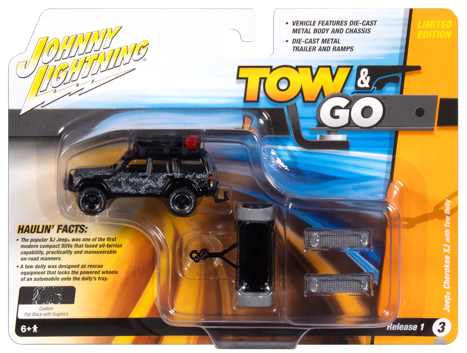 Jeep Cherokee XJ w/Tow Dolly (Tow and Go) Diecast 1:64 Scale Model - Johnny Lightning JLBT022 - Image 4