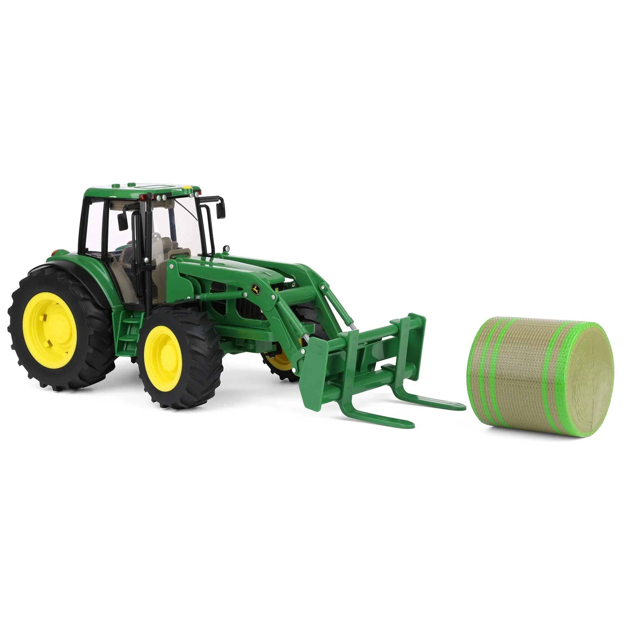 John Deere 7330 w/ Bale Mover & Bale (Big Farm) 1:16 Scale Model - ERTL 46380 - Image 2