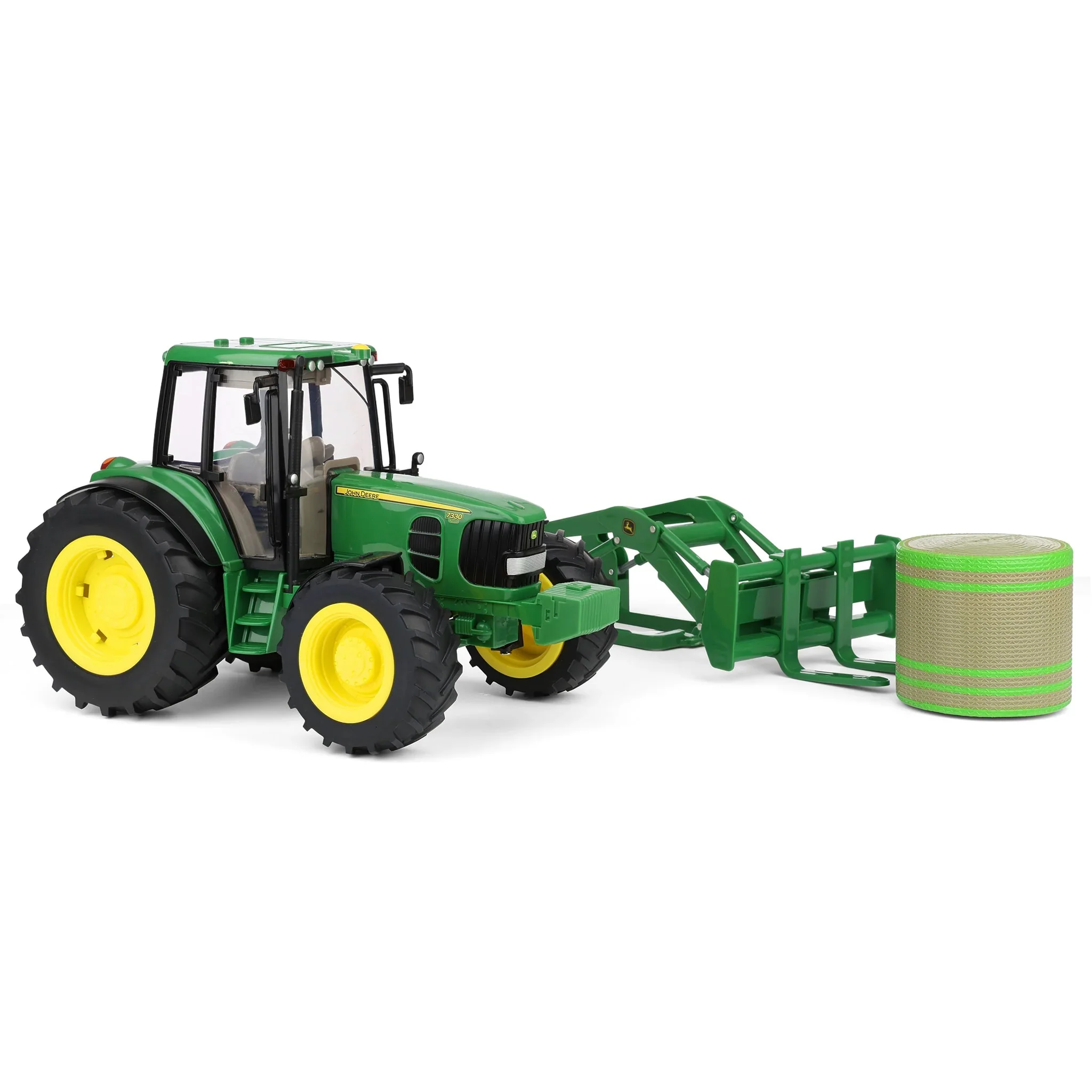 John Deere 7330 w/ Bale Mover & Bale (Big Farm) 1:16 Scale Model - ERTL 46380 - Image 6