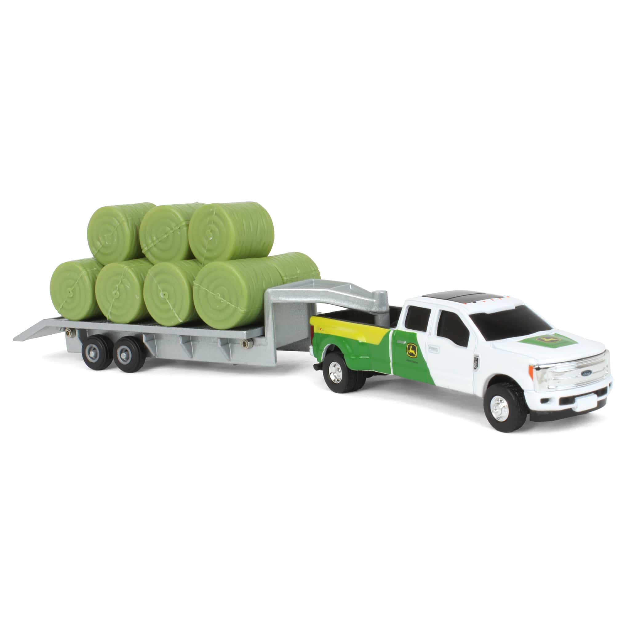 John Deere Ford F-350 Pickup & Trailer w/ 11 Round Bales Diecast 1:64 Scale Model - ERTL 45927 - Image 3