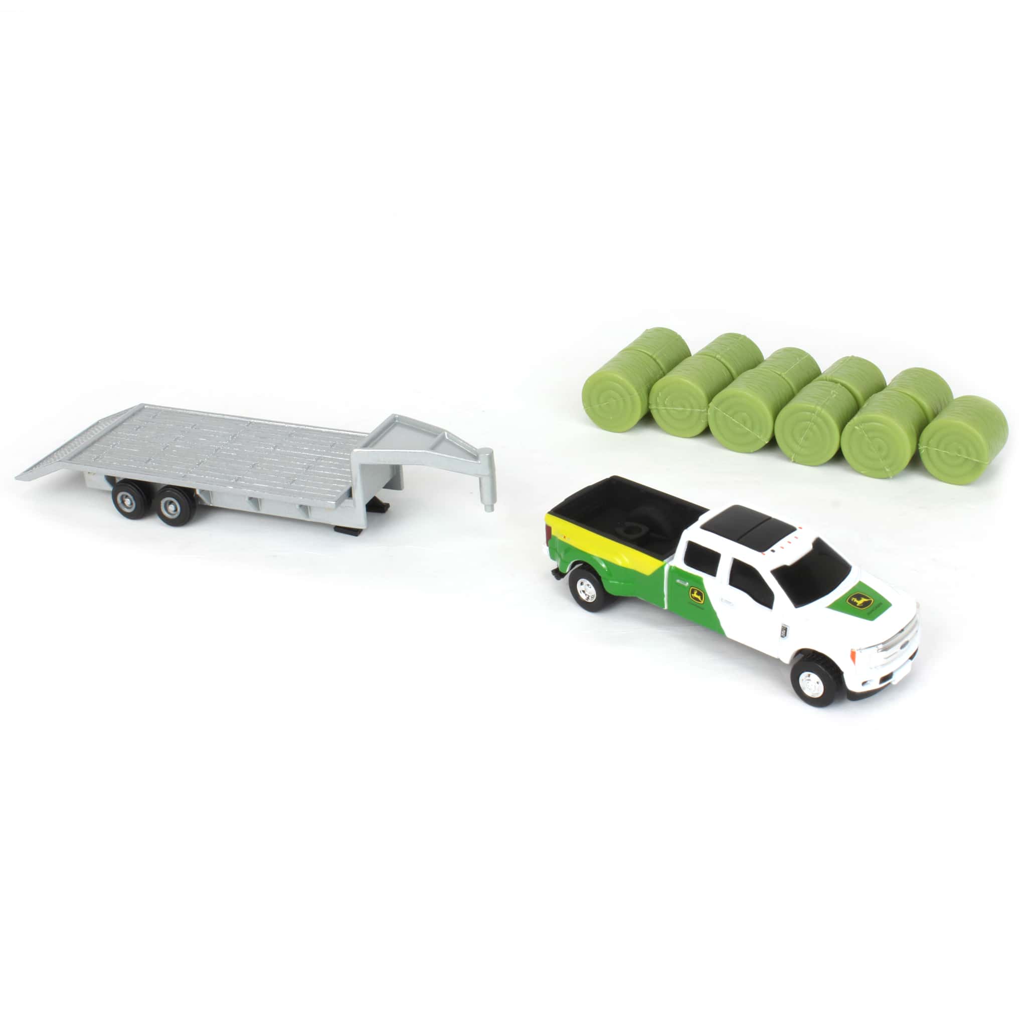 John Deere Ford F-350 Pickup & Trailer w/ 11 Round Bales Diecast 1:64 Scale Model - ERTL 45927 - Image 6
