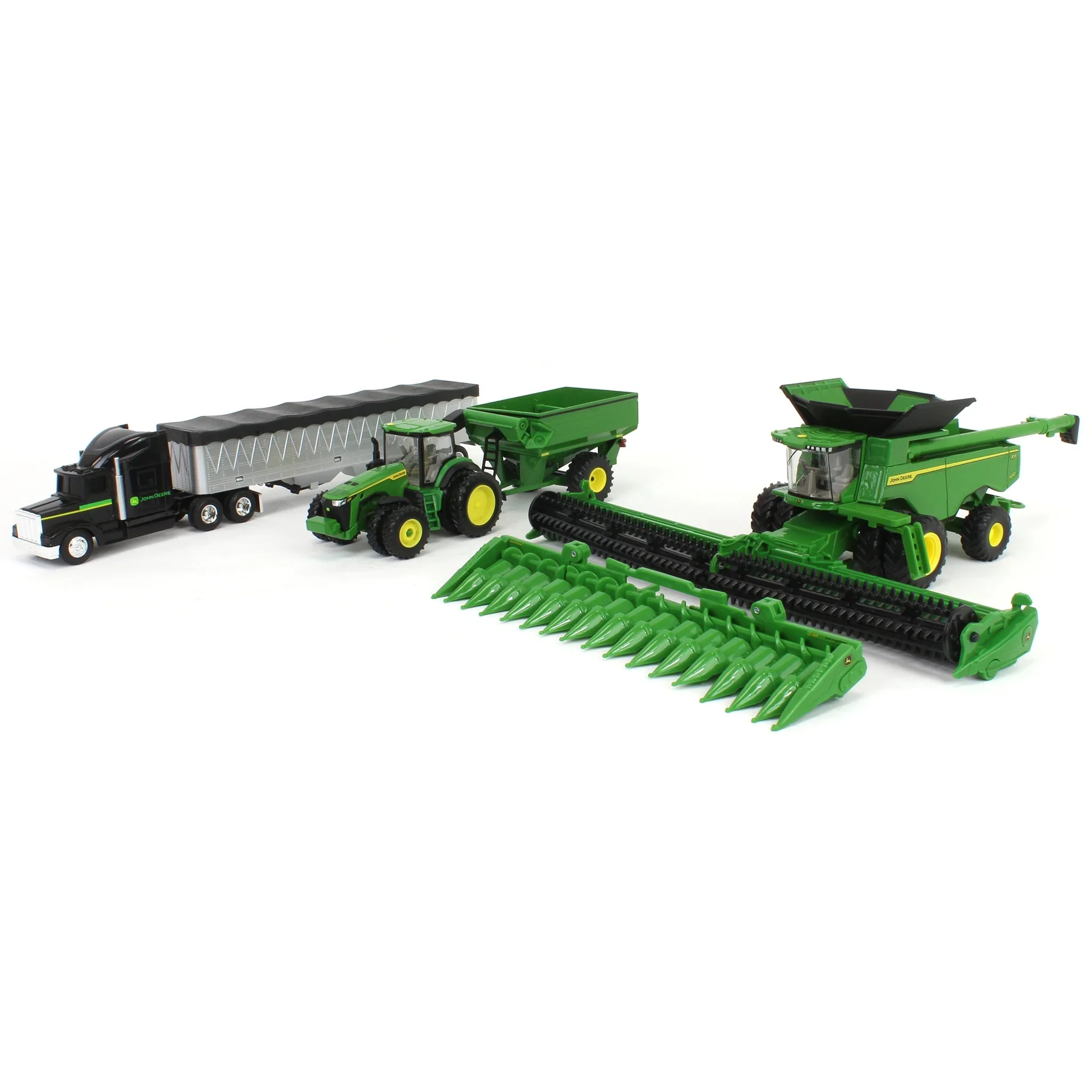 John Deere Harvesting Set w/ 8R 370 Tractor, Grain Cart, X9 1100 Combine & Grain Semi Diecast 1:64 Scale Models - ERTL 45955 - Image 14