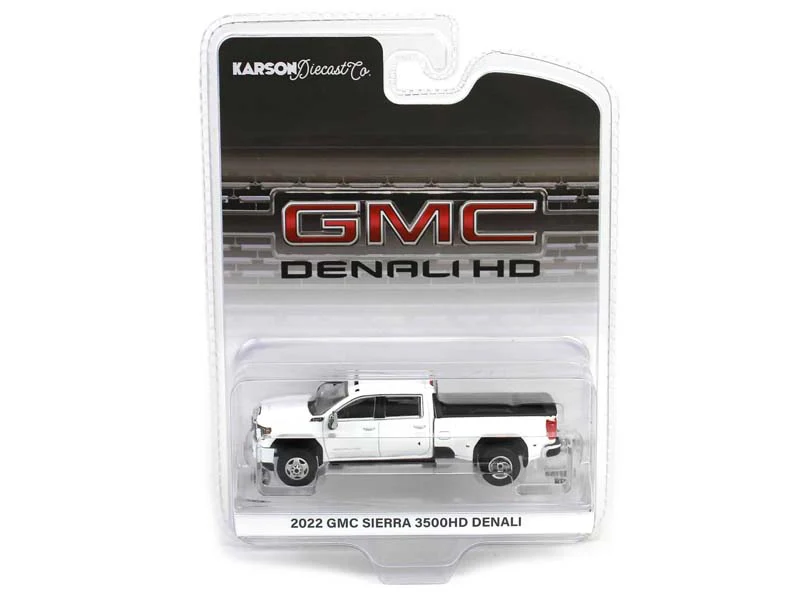 48 PACK 2022 GMC Sierra 3500 Denali Dually - WHITE FROST (2nd Edition) Diecast 1:64 Scale Model - Karson Diecast Co. 51678B - Image 4