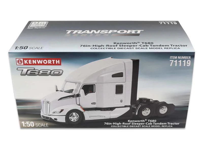 Kenworth T680 - Pearl White (Transport Series) Diecast 1:50 Scale Model - Diecast Masters 71119 - Image 3
