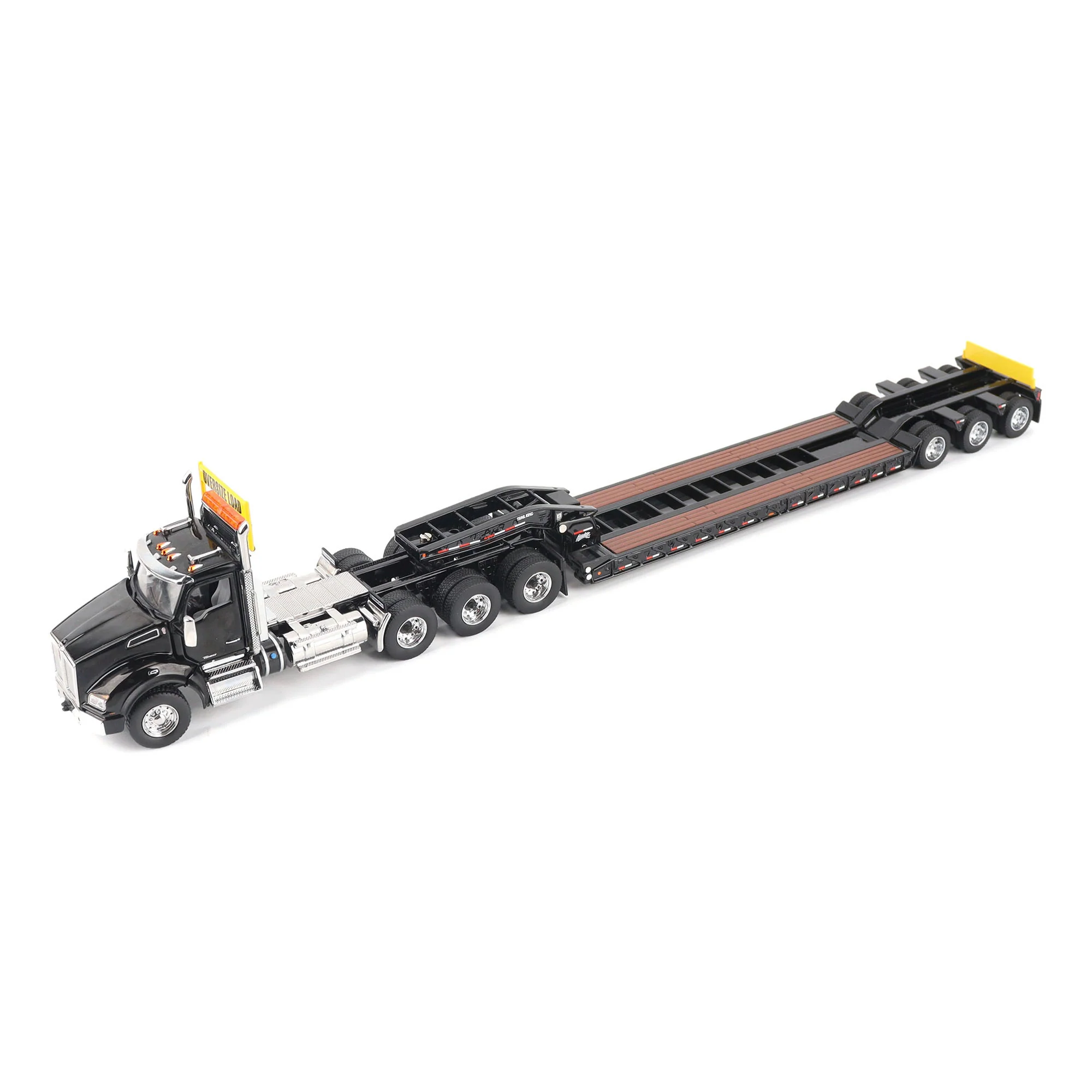 Kenworth T880 SBFA Daycab Tridem Tractor w/ Trail King TK120 HDG Lowboy Trailer (Transport Series) Diecast 1:50 Scale Model - Diecast Masters 71134 - Image 6