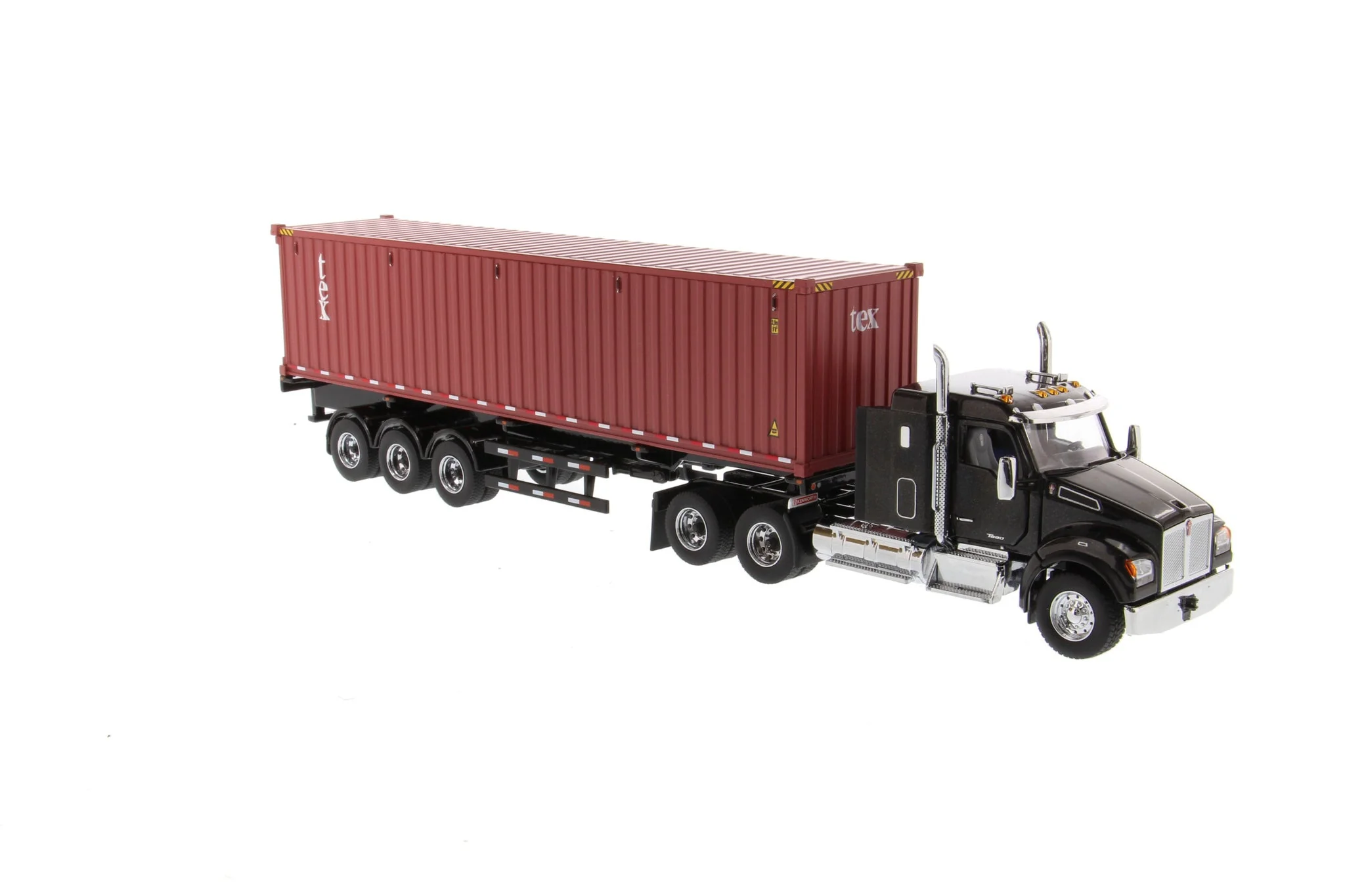 Kenworth T880 SFFA Day Cab w/ 40" Sleeper & Skelatal Trailer w/ 40' Dry Goods Container (Transport Series) 1:50 Scale Model - Diecast Masters 71060 - Image 5