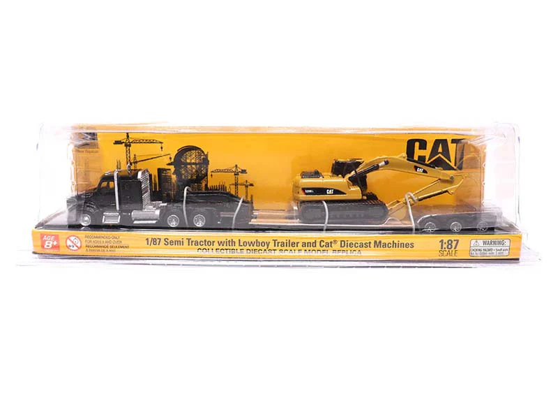 Kenworth T880s SBFS 40in-Sleeper Tandem Tractor w/ Lowboy Trailer and Cat 320D L Hydraulic Excavator 1:87 HO Scale Model - Diecast Masters 84420 - Image 2