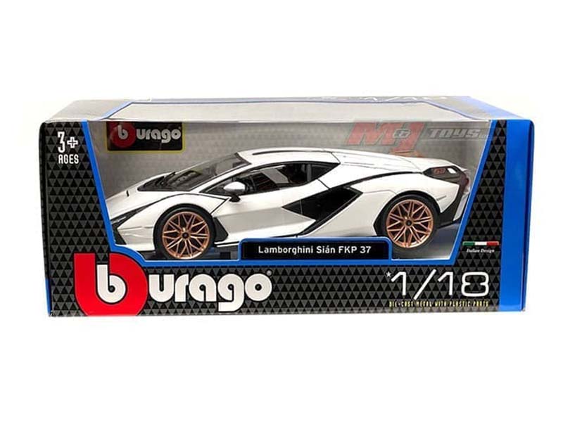 Lamborghini Sian FKP 37 White (Plus Series) Diecast 1:18 Scale Model - Bburago 11046WH - Image 2