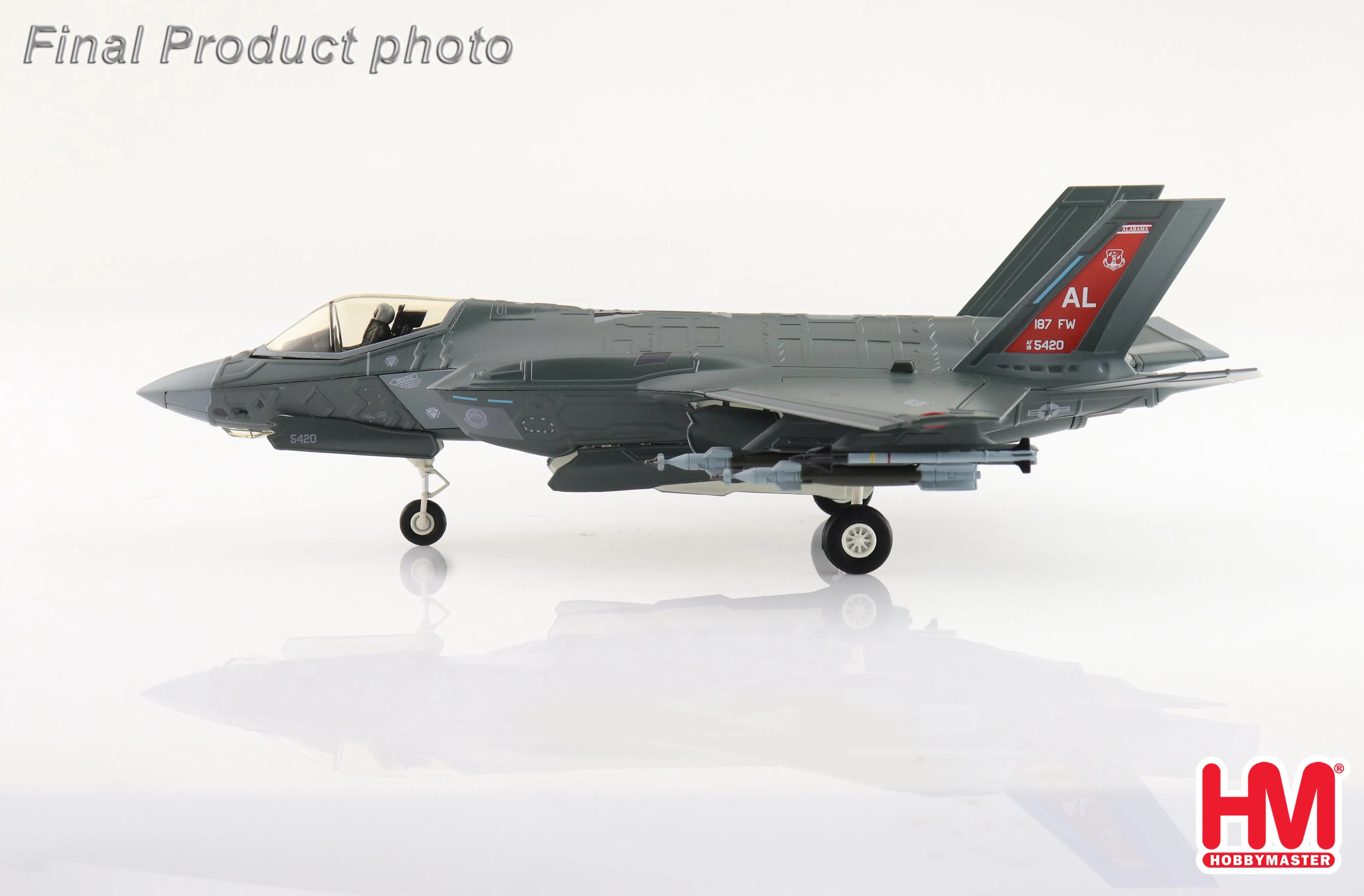 Lockheed Martin F-35A (Red Tail) 18-5420, 187 FW Alabama ANG Feb. 2024 Diecast 1:72 Scale Model - Hobby Master HA4440 - Image 3
