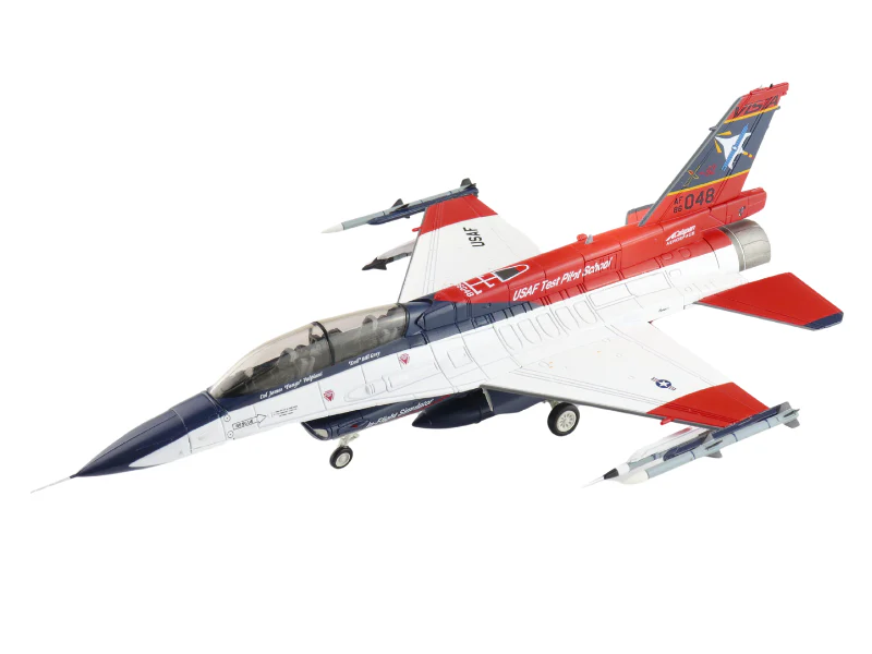 Lockheed Martin X-62A VISTA 86-0048 USAF Test Pilot School, Edwards AFB (w/2 x AIM-120, 1 x AIM-9x, 1 x ACMI pod, 1 center fuel tank) Diecast 1:72 Scale Model - Hobby Master HA38042B