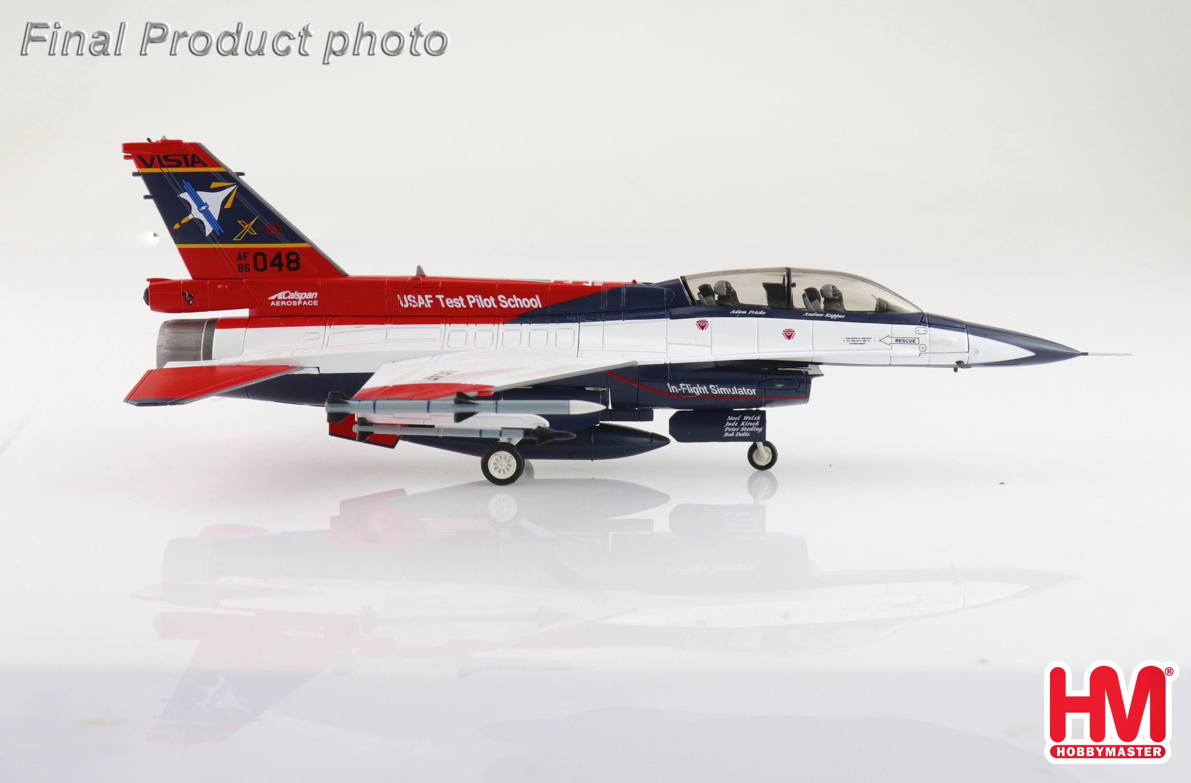 Lockheed Martin X-62A VISTA 86-0048 USAF Test Pilot School, Edwards AFB (w/2 x AIM-120, 1 x AIM-9x, 1 x ACMI pod, 1 center fuel tank) Diecast 1:72 Scale Model - Hobby Master HA38042B - Image 2