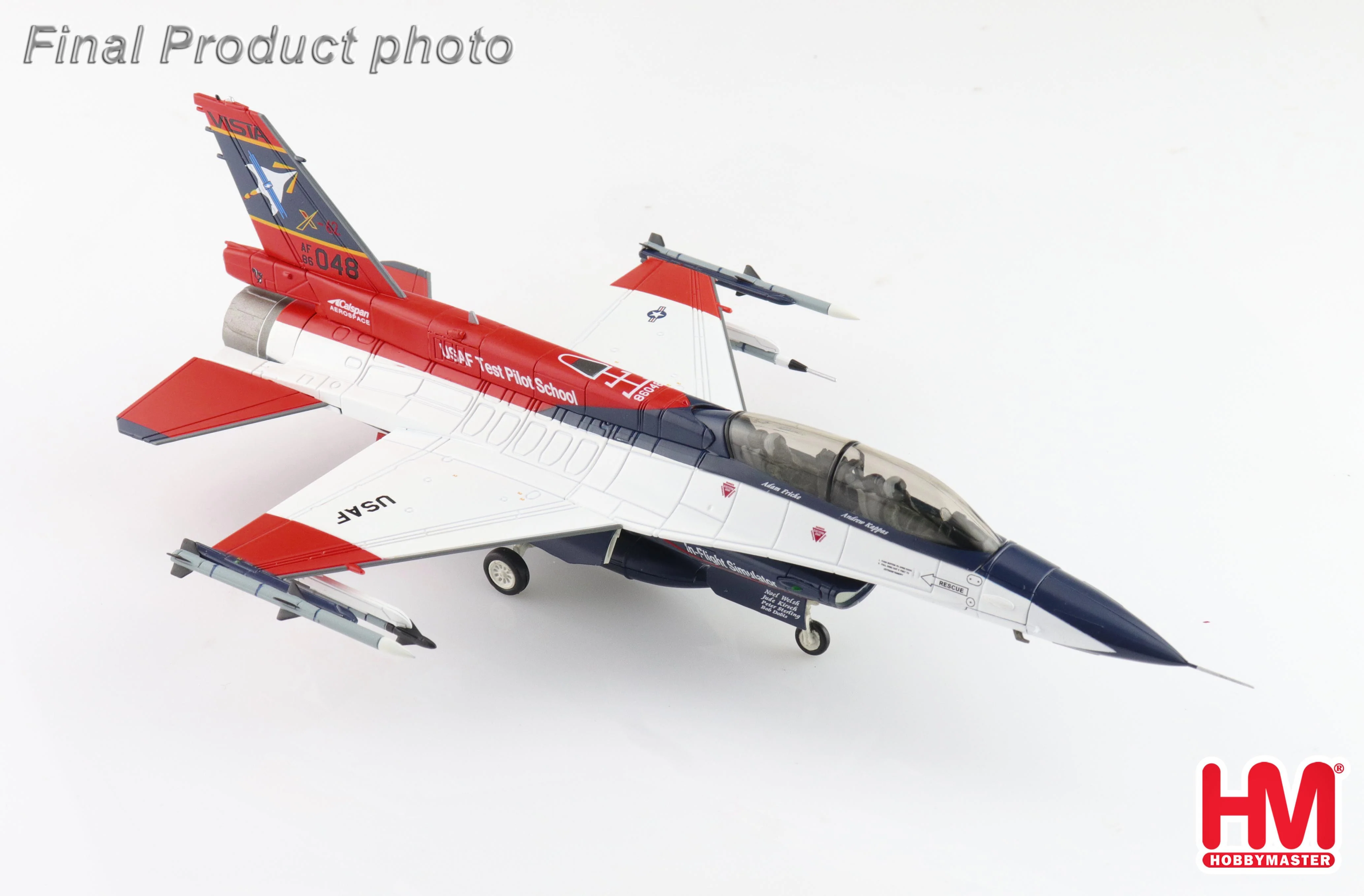 Lockheed Martin X-62A VISTA 86-0048 USAF Test Pilot School, Edwards AFB (w/2 x AIM-120, 1 x AIM-9x, 1 x ACMI pod, 1 center fuel tank) Diecast 1:72 Scale Model - Hobby Master HA38042B - Image 4