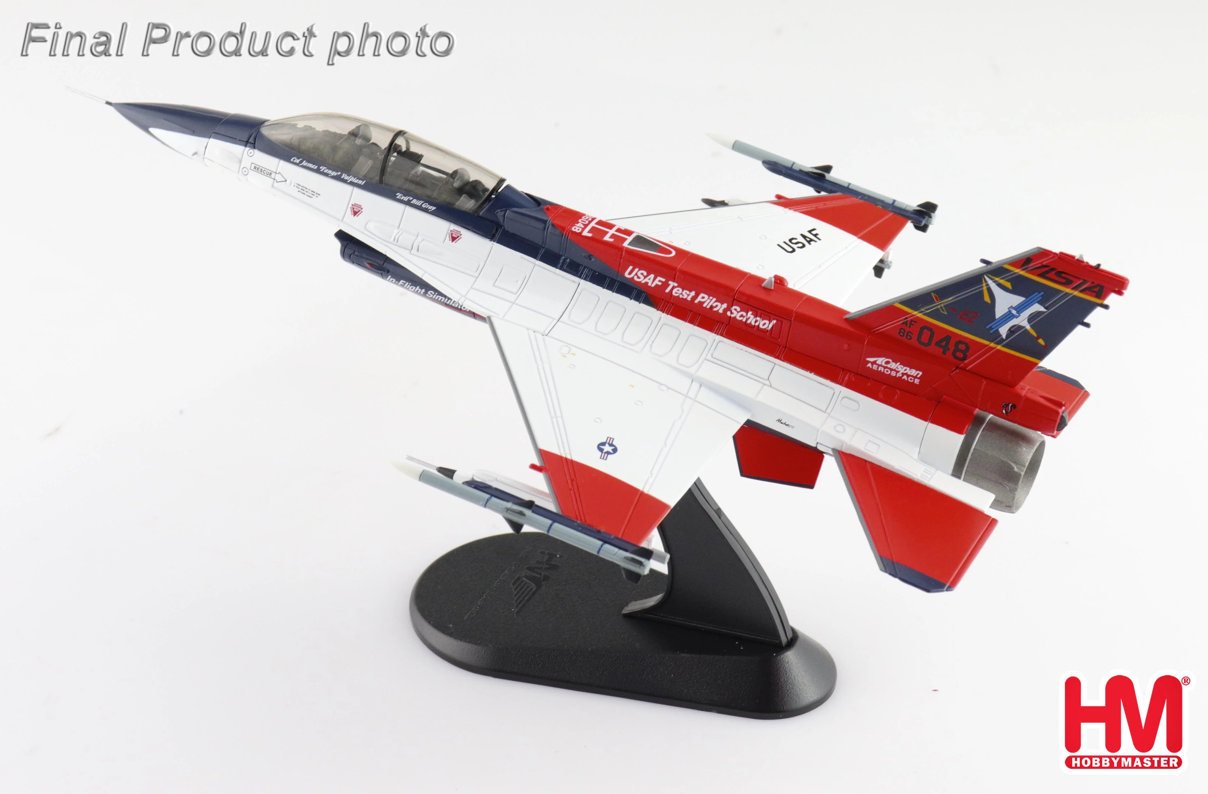 Lockheed Martin X-62A VISTA 86-0048 USAF Test Pilot School, Edwards AFB (w/2 x AIM-120, 1 x AIM-9x, 1 x ACMI pod, 1 center fuel tank) Diecast 1:72 Scale Model - Hobby Master HA38042B - Image 7
