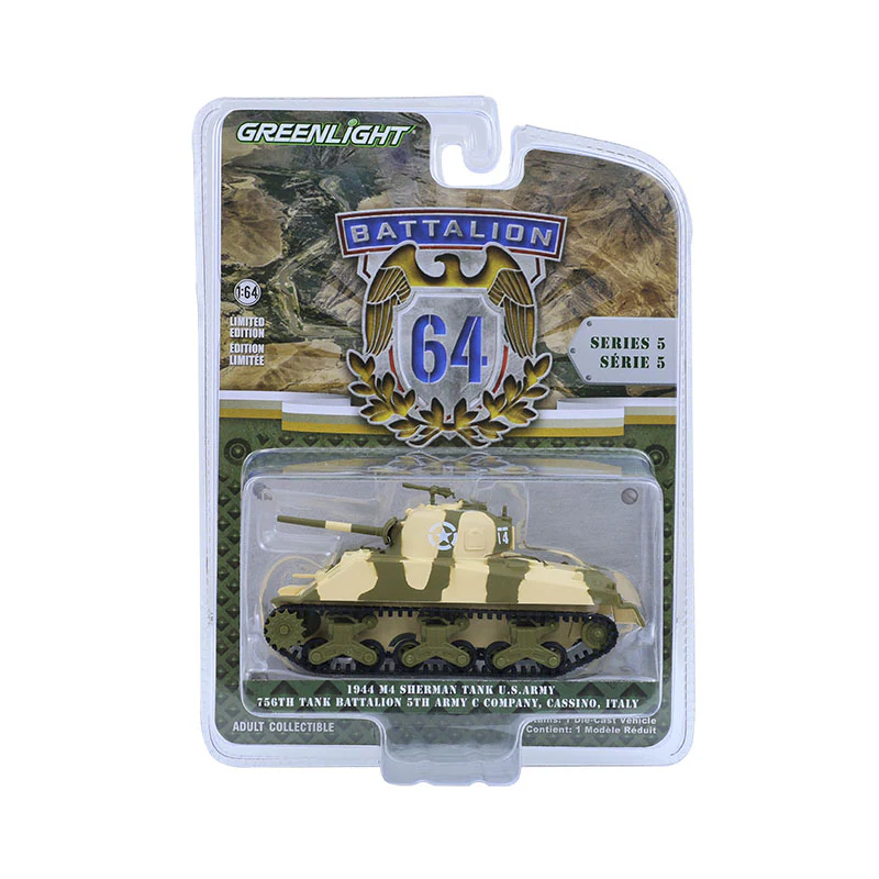 M4 Sherman Tank U.S. Army - 756th Tank Battalion Italy (Battalion 64 Series 5) Diecast 1:64 Scale Model - Greenlight 61050B - Image 8