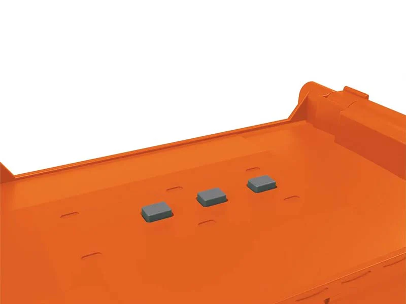 Mack LR w/ McNeilus Meridian Front Load Refuse Truck & Bin w/ Lights and Sounds - Orange Plastic 1:25 Scale Model - First Gear 70-0625 - Image 4
