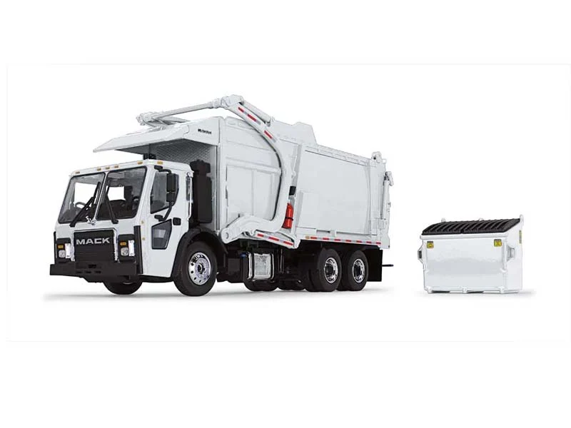 Mack LR w/ McNeilus Meridian Front Loader & Trash Bin Diecast 1:34 Scale Model - First Gear 10-4235