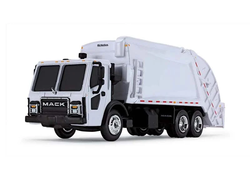 Mack LR w/ McNeilus Meridian Rear Loader - White Diecast 1:87 Scale Model Truck - First Gear 80-0351