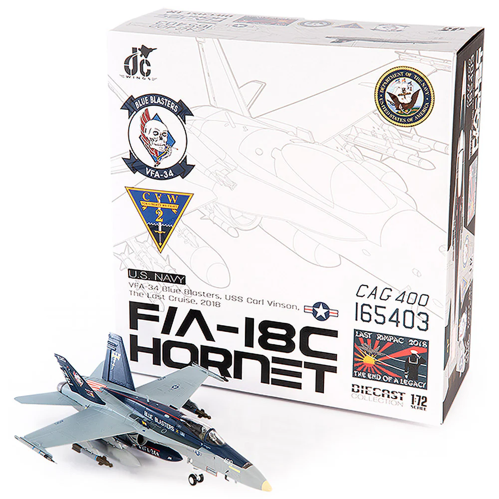 McDonnell Douglas F/A-18C Hornet U.S. NAVY VFA-34 Blue Blasters The Last Cruise Diecast 1:72 Scale Model - JC Wings JCW-72-F18-018 - Image 7