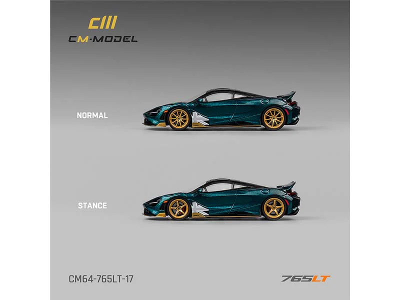 McLaren 765LT – Metallic Green w/ Black Top Diecast 1:64 Scale Model - CM Model CM64-765LT-17 - Image 2