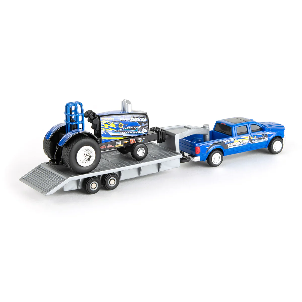 New Holland "Blue Barracuda" Pulling Tractor w/ Pickup Truck & Trailer Diecast 1:64 Scale Model - ERTL 47570 - Image 5
