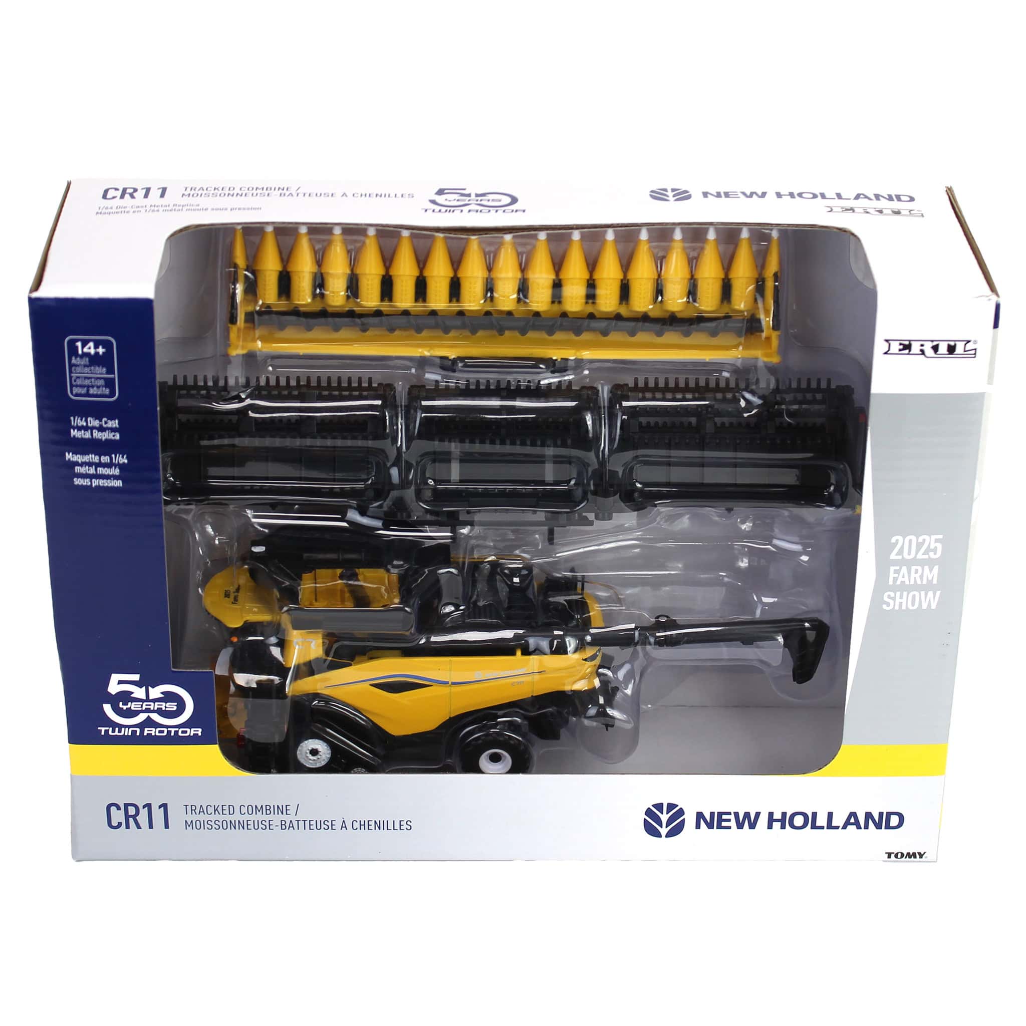 New Holland CR11 Tracked Combine w/ Corn Head & Draper Head 2025 Farm Show Diecast 1:64 Scale Model - ERTL 61022 - Image 4