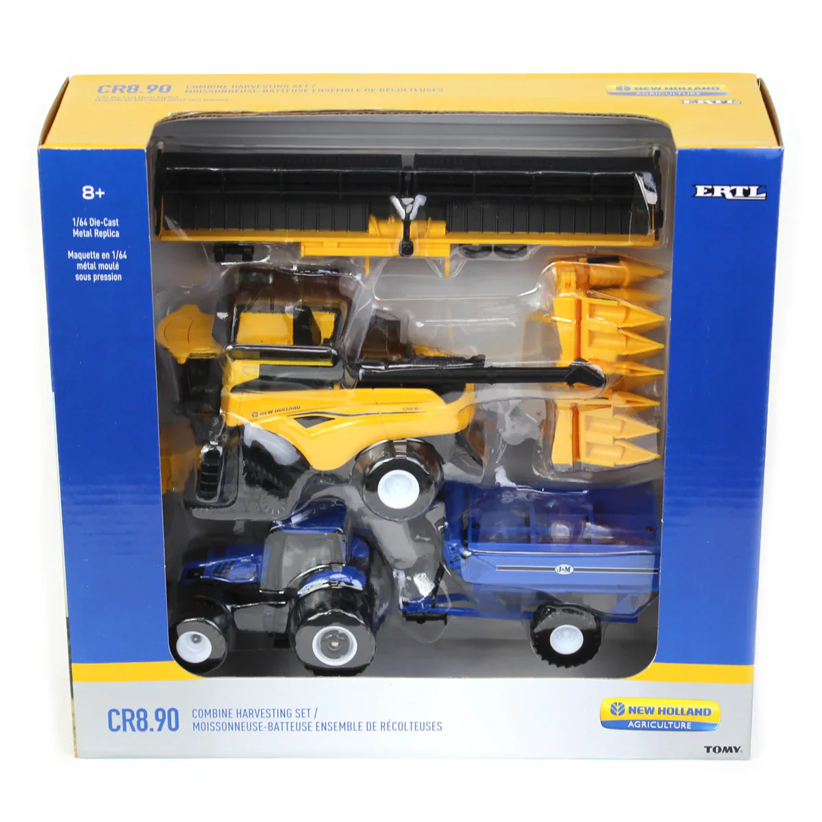 New Holland CR8.90 Combine Tractor & J&M Grain Cart Set Diecast 1:64 Scale Model - ERTL ERT13996 - Image 7