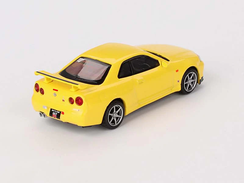 Nissan Skyline GT-R (R34) V-Spec – Lightning Yellow (Mini GT) Diecast 1:64 Scale Model - TSM MGT00762 - Image 2