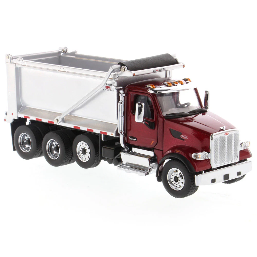 Peterbilt 567 SFFA Tandem Axle w/ Pusher Axle OX Stampede Dump Truck Red (Transport Series) 1:50 Scale Model - Diecast Masters 71077 - Image 2