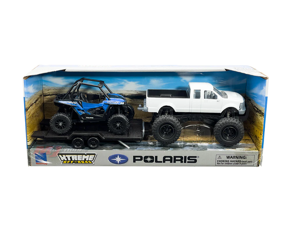 Polaris RZR XP Turbo w/ Lifted Truck and Trailer 1:43 Scale Model - New Ray 50066 - Image 2