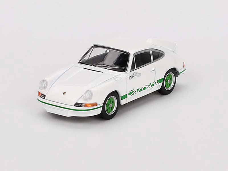 Porsche 911 Carrera RS 2.7 – Grand Prix White w/ Green Livery (Mini GT) Diecast 1:64 Scale Model - TSM MGT00801