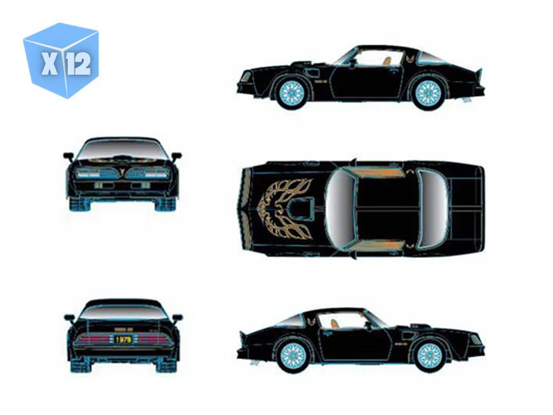 PRE-ORDER - 12 PACK 1978 Pontiac Trans Am Firebird Special Edition – Black Diecast 1:64 Scale Model - M2 Machines 31500-HS77