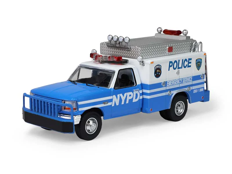 PRE-ORDER - 12 PACK 1995 Ford F-350 NYPD - Emergency Service (Hot Pursuit) Diecast 1:64 Scale Model - Greenlight 30583 - Image 2
