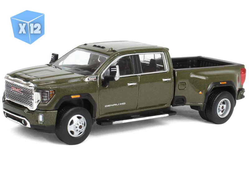 PRE-ORDER - 12 PACK 2022 GMC Sierra 3500 Denali Dually - FOREST METALLIC Diecast 1:64 Scale Model - Karson Diecast Co. 51704B