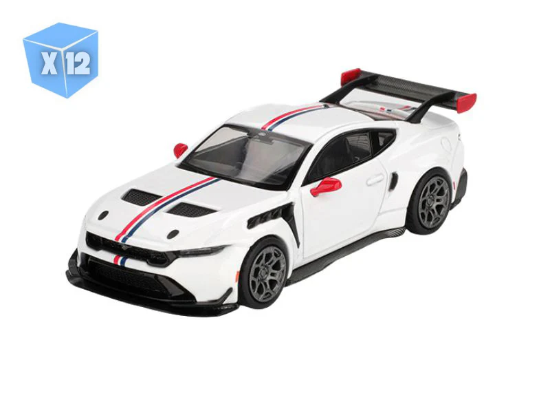 PRE-ORDER - 12 PACK Ford Mustang GTD Spirit of America – White (Mini GT) Diecast 1:64 Scale Model - TSM MGT01097