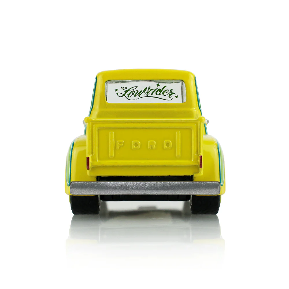 PRE-ORDER 1954 Ford F-100 Lowrider- Bright Yellow (Sergio Rocha Collaboration) Diecast 1:64 Scale Model - Greenlight 30596 - Image 2