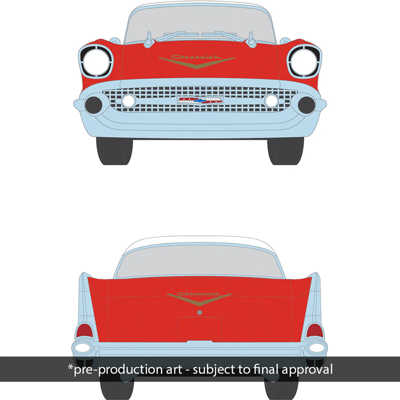 PRE-ORDER 1957 Chevrolet Bel Air Sedan - Matador Red and India Ivory Diecast 1:64 Scale Model - IXO America IA64008 - Image 2