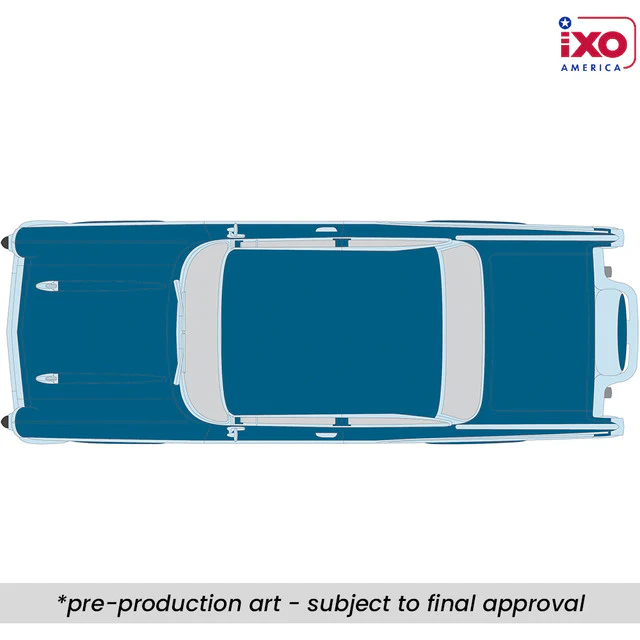 PRE-ORDER 1957 Chevrolet Bel Air Sedan w/ Continental Kit - Harbor Blue Diecast 1:64 Scale Model - IXO IA64021 - Image 3