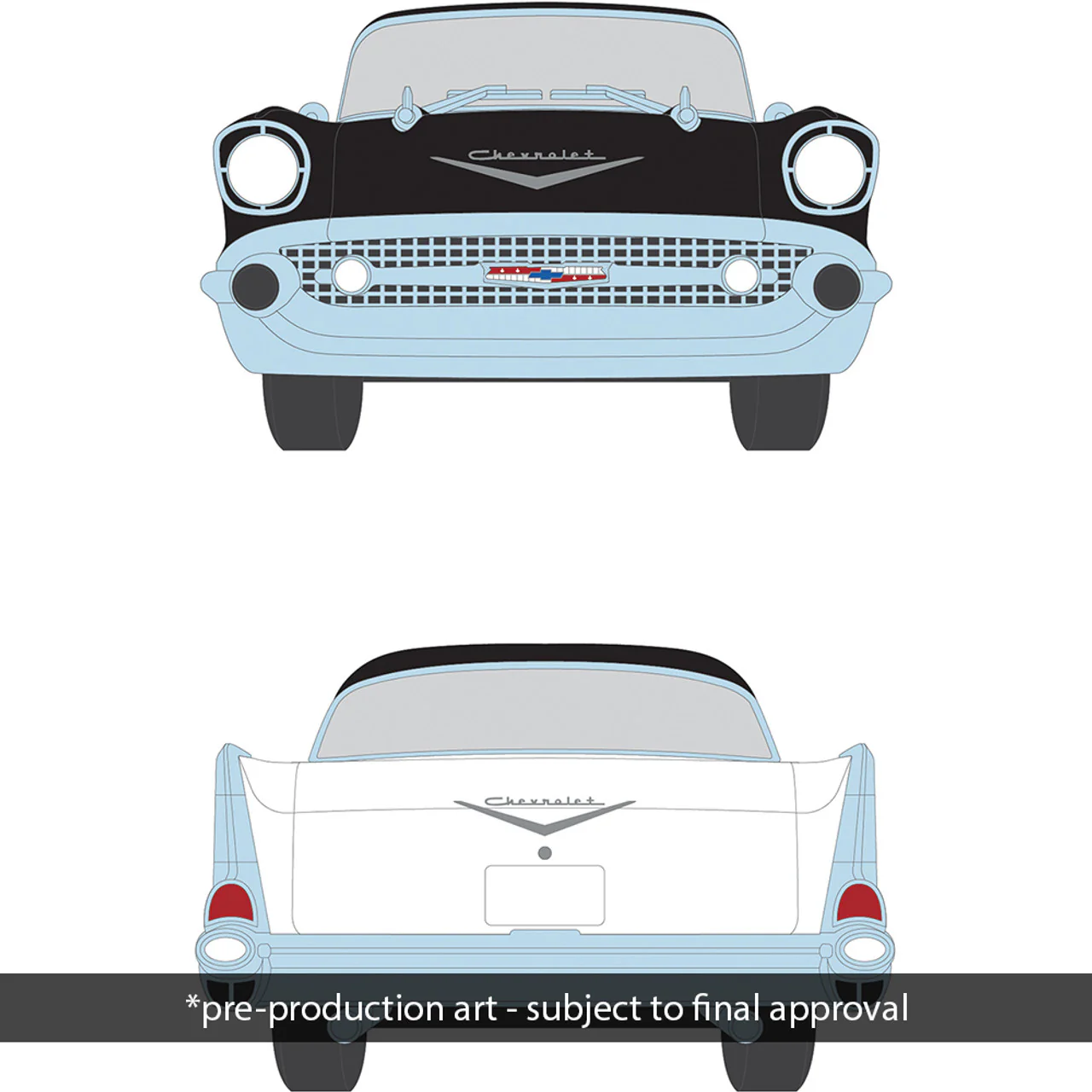 PRE-ORDER 1957 Chevrolet One-Fifty Sedan - Onyx Black and India Ivory Diecast 1:64 Scale Model - IXO America IA64009 - Image 2