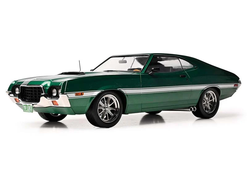 PRE-ORDER 1972 Ford Gran Torino Sport 2-Door - Custom Metallic Green Diecast 1:18 Scale Model - IXO 18CMC26422