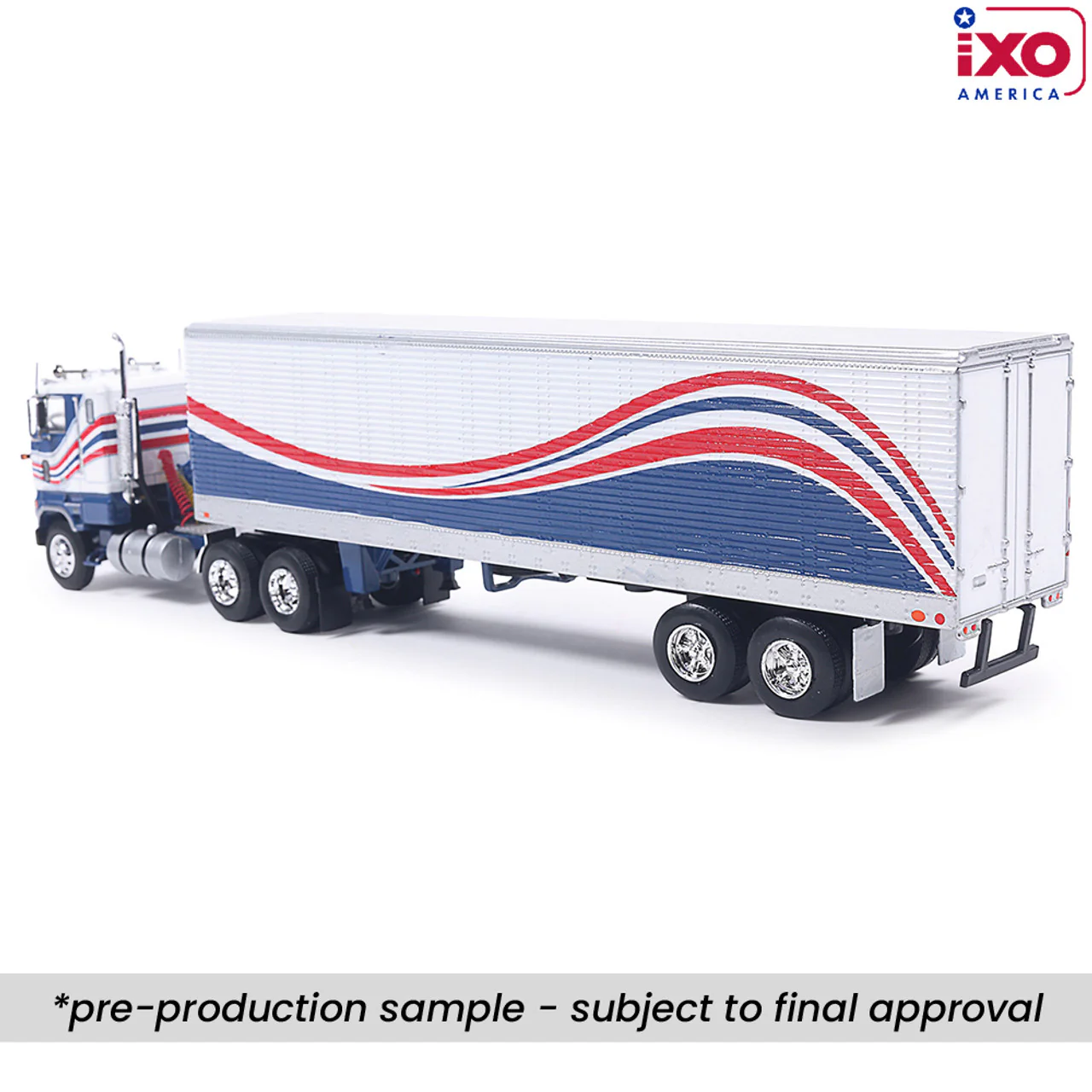 PRE-ORDER 1976 Ford CL 9000 Red White and Blue w/ Vintage Trailer Diecast 1:64 Scale Model - IXO U64TRTR001S - Image 4