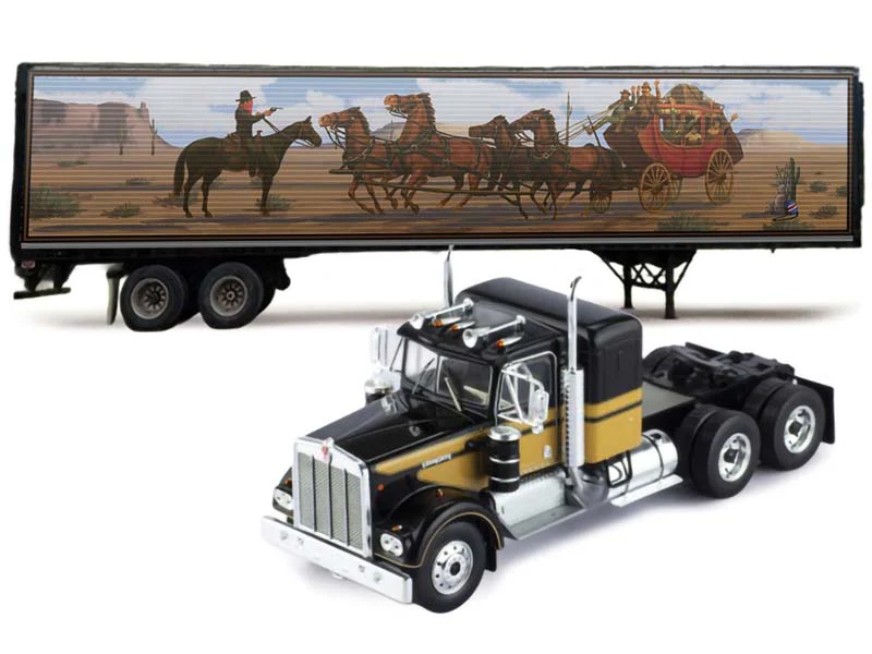 PRE-ORDER 1976 Kenworth W900 - Black w/ Trailer Diecast 1:64 Scale Model - IXO U64TRTR004S