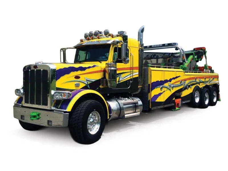 PRE-ORDER 1980 Peterbilt 359 Wrecker - Yellow and Purple Diecast 1:43 Scale Model - IXO U43TTR004