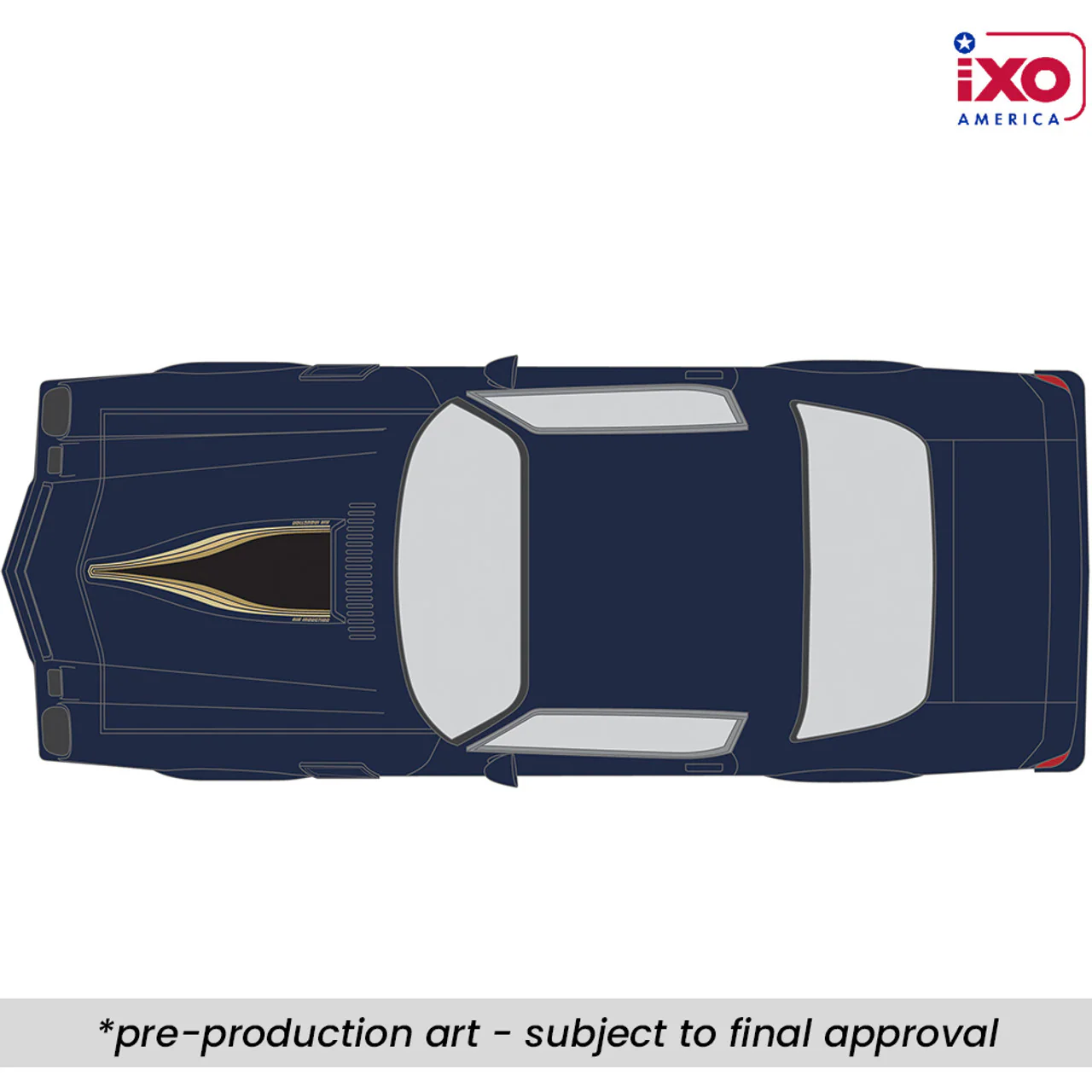 PRE-ORDER 1981 Chevrolet Camaro Z28 - Dark Blue Metallic w/ Gold Striping Diecast 1:64 Scale Model - IXO IA64018 - Image 3
