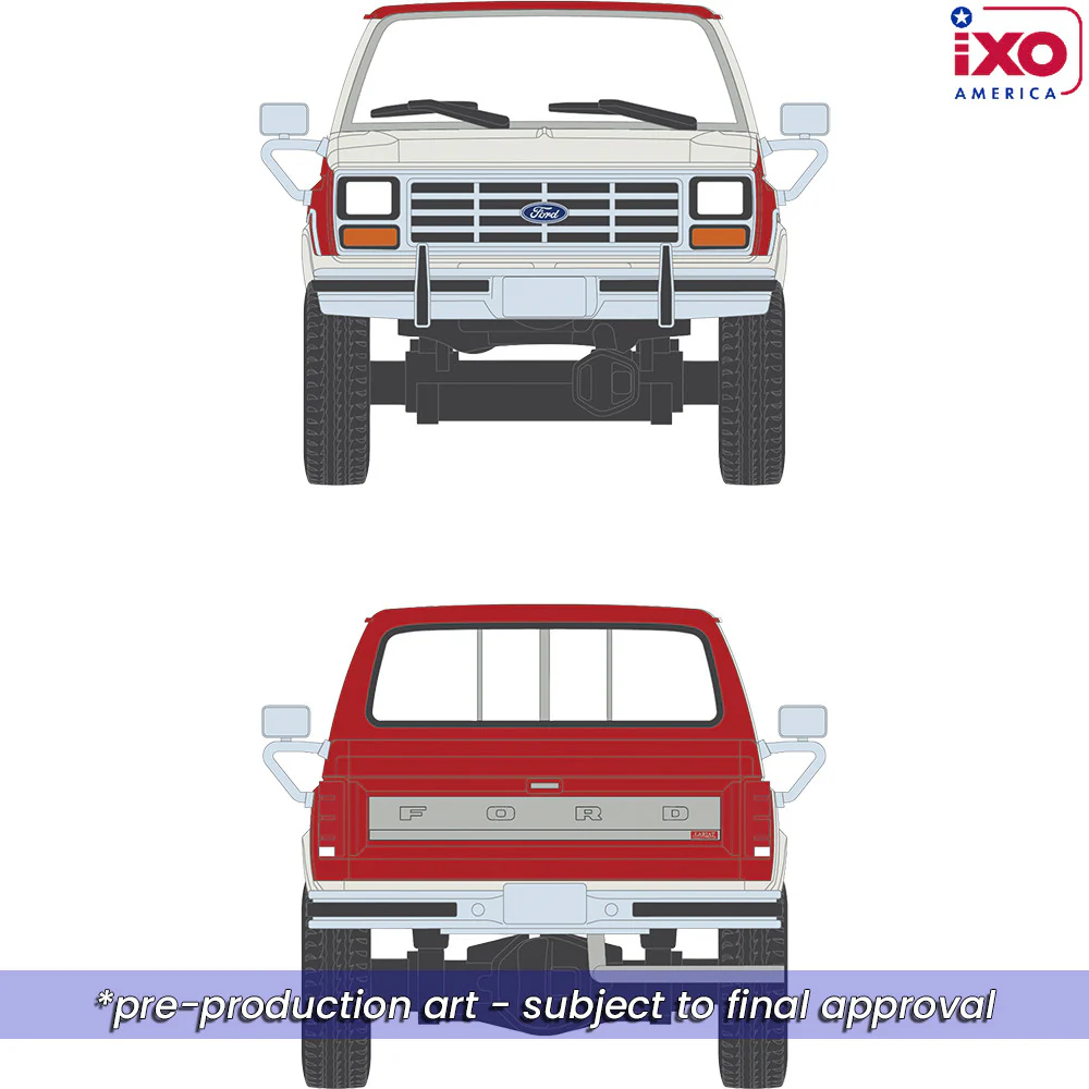 PRE-ORDER 1984 Ford F-250 XLT Lariat Long Bed Styleside 4x4 - Victoria Tu-Tone Bright Canyon Red w/ Wimbledon White Diecast 1:64 Scale Model - IXO IA64028 - Image 3